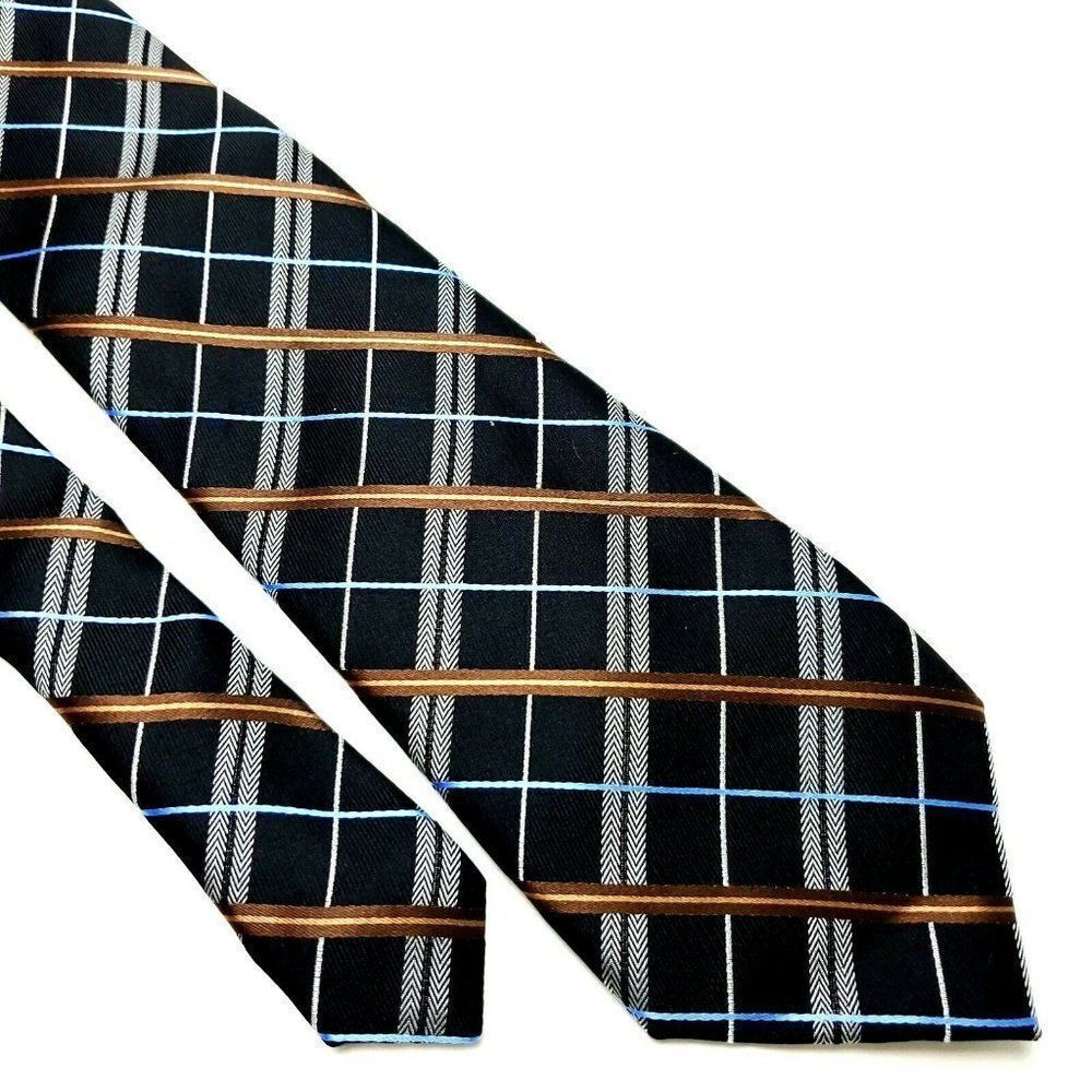 Nautica Silk Tie Woven Black Plaid Short